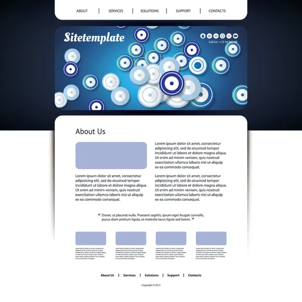 Diseño del sitio web con Anillos azules abstractos Header — Vector de stock