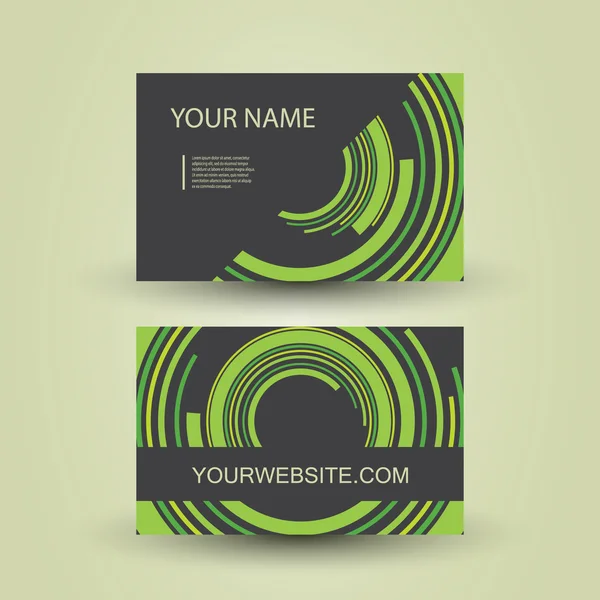 Business Card Design with Green Abstract Pattern — Stock Vector