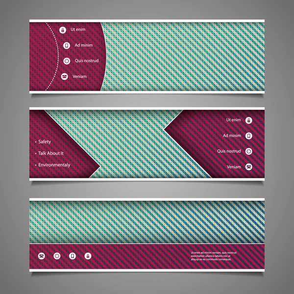 Website designelementen - header ontwerpen met abstract strepen patroon — Stockvector