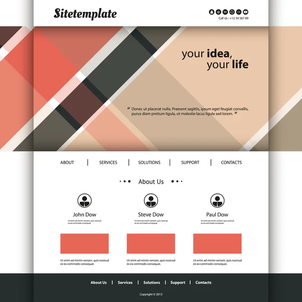 Website Template with Abstract Retro Styled Header — Stock Vector
