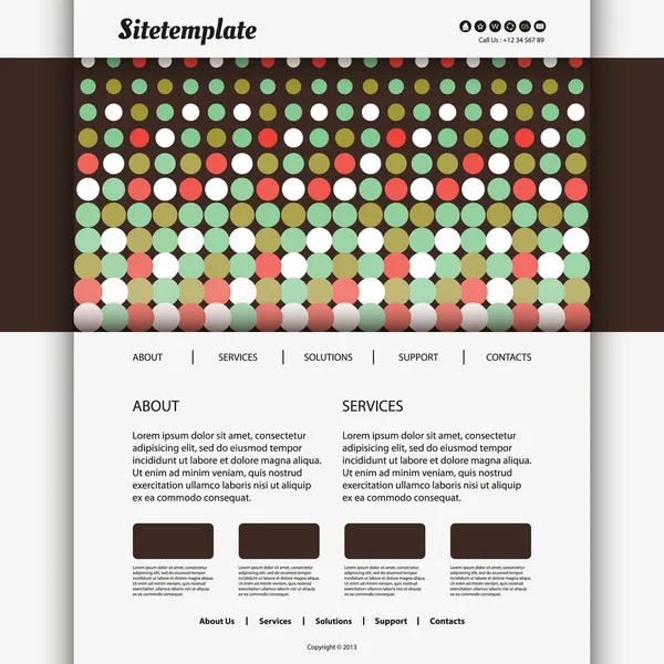 Diseño de plantilla de sitio web con encabezado de patrón de puntos — Archivo Imágenes Vectoriales
