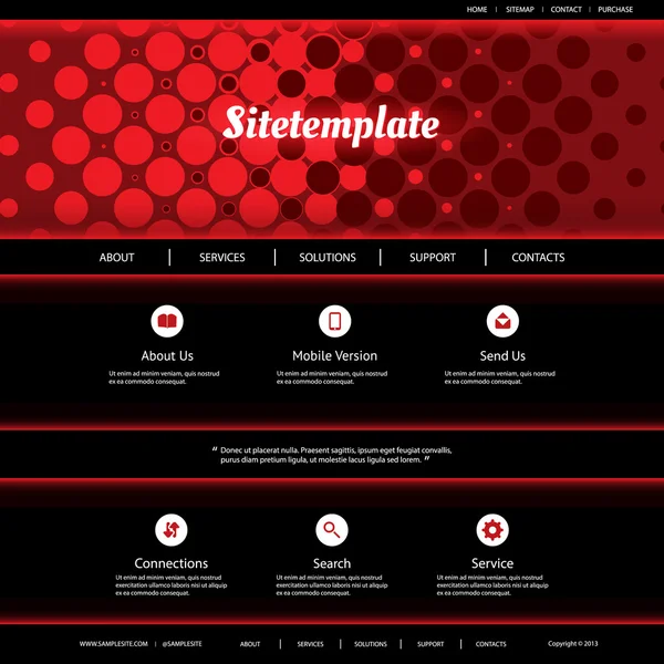 Website Template with Red Abstract Background — Stock Vector