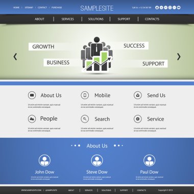 İş Web sitesi şablonu tasarım - büyüme, başarılı iş, destek