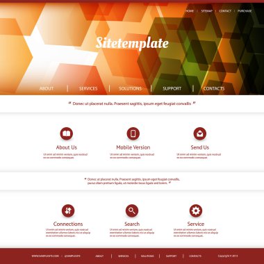 soyut header tasarımı - renkli altıgen deseni ile Web sitesi şablonu