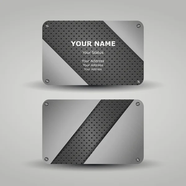 Modelo de cartão de visita com padrão metálico de prata Design — Vetor de Stock