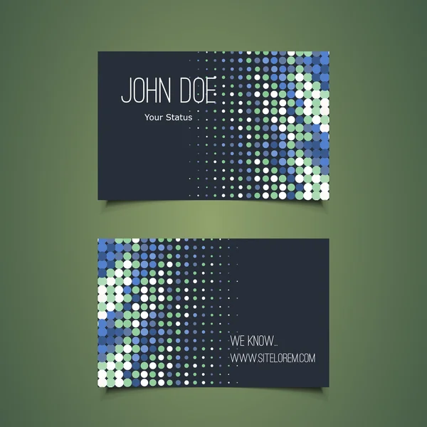 Business Card Template with Abstract Blue Dotted Background — Stock Vector