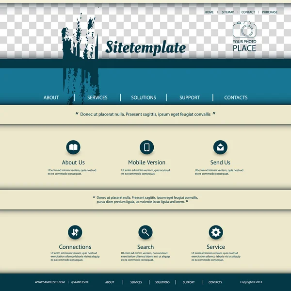 Modèle de site Web avec design abstrait et place pour votre photo — Image vectorielle