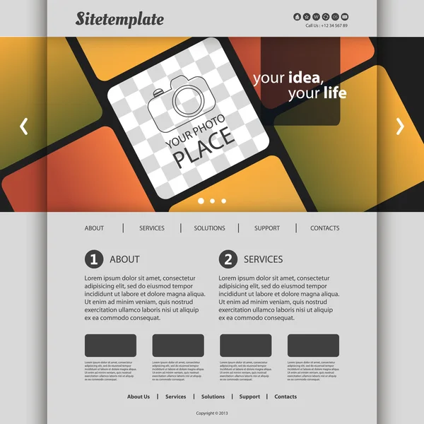 抽象的なパターンと写真のための場所のウェブサイト テンプレート — ストックベクタ