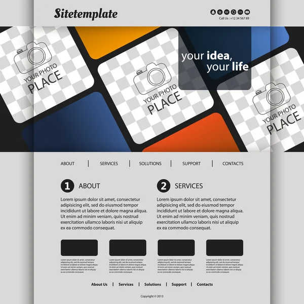 抽象的なパターン設計とあなたのフォト ギャラリーのための場所のウェブサイト テンプレート — ストックベクタ