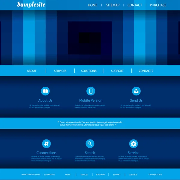 Modelo de site com Blue Abstract Header Design — Vetor de Stock