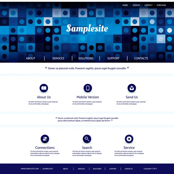 Modèle de site Web avec Blue Abstract Header Design — Image vectorielle