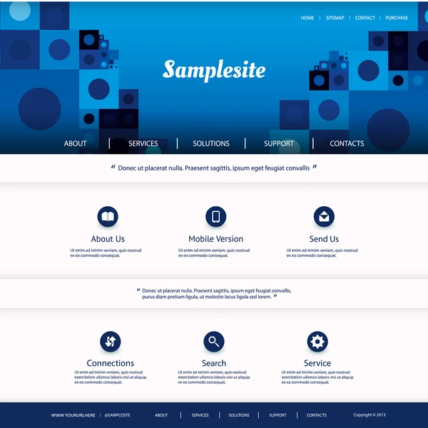 Modello di sito web con disegno di intestazione astratta blu — Vettoriale Stock