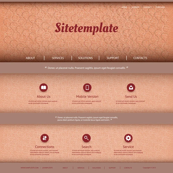 Website sjabloon met abstracte header design - curven, ringen — Stockvector