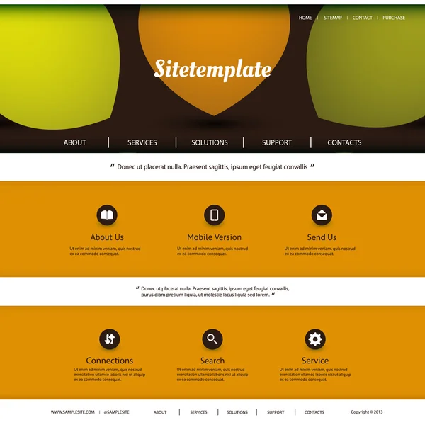 Website Template with Abstract Header Design - Circles, Drops — Stock Vector