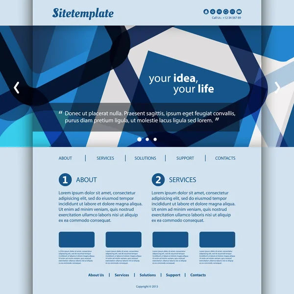 Website-Vorlage mit abstraktem Header-Design — Stockvektor