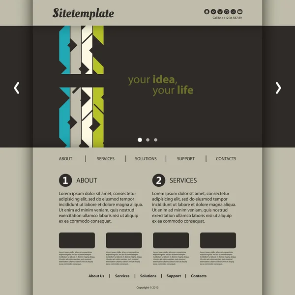 Website-Vorlage mit abstraktem Header-Design — Stockvektor