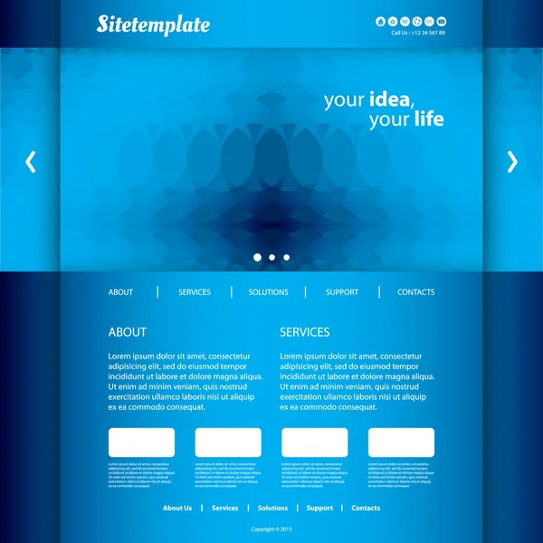 Website-Vorlage mit abstraktem Header-Design — Stockvektor