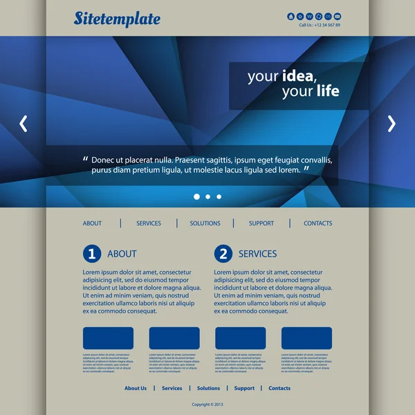 Plantilla de sitio web con diseño de encabezado abstracto — Vector de stock