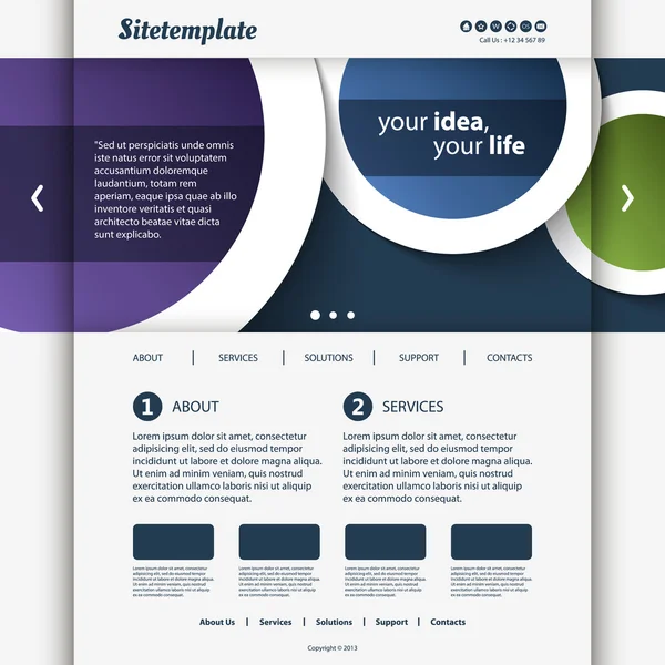 Templat situs web dengan Desain Header Abstrak - Lingkaran - Stok Vektor