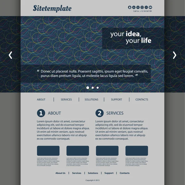 Website-Vorlage mit abstraktem Header-Design - Kurven — Stockvektor