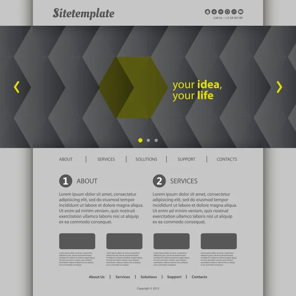 Website-Vorlage mit abstraktem Header-Design - buntes Mosaikmuster — Stockvektor