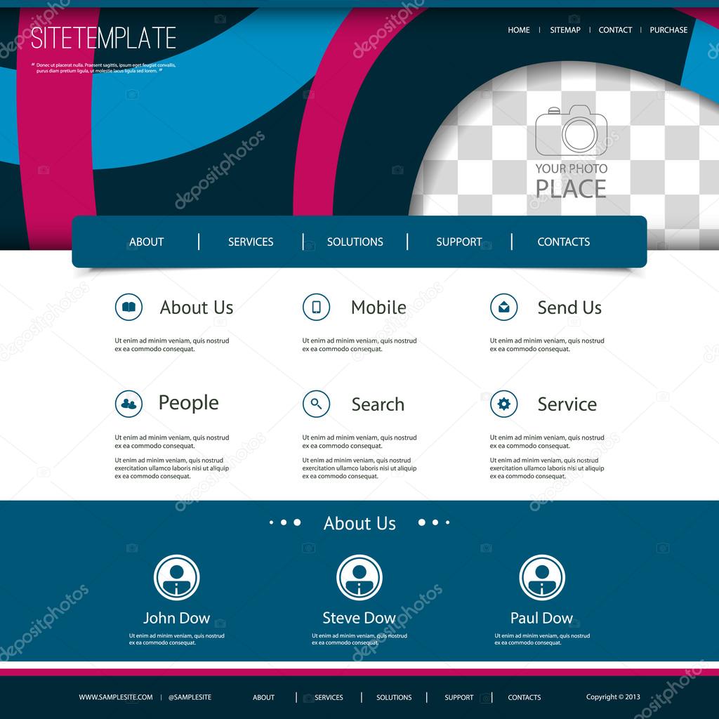Website Template with Abstract Pattern and Place for Photo