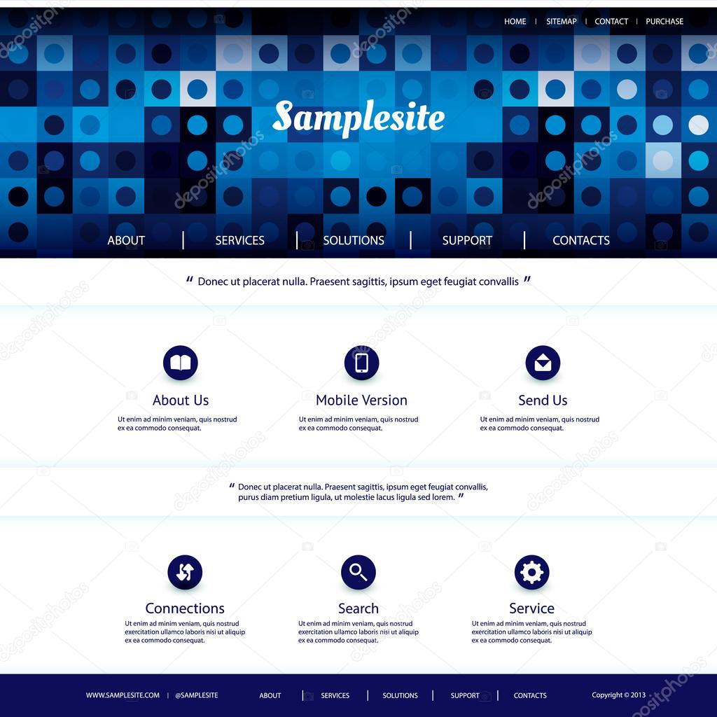 Website Template with Blue Abstract Header Design