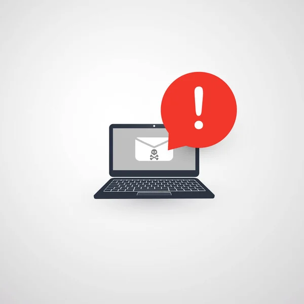 Alert Infection Mail Laptop Computer Notification Warning Σημαντικό Μήνυμα Επικίνδυνο — Διανυσματικό Αρχείο