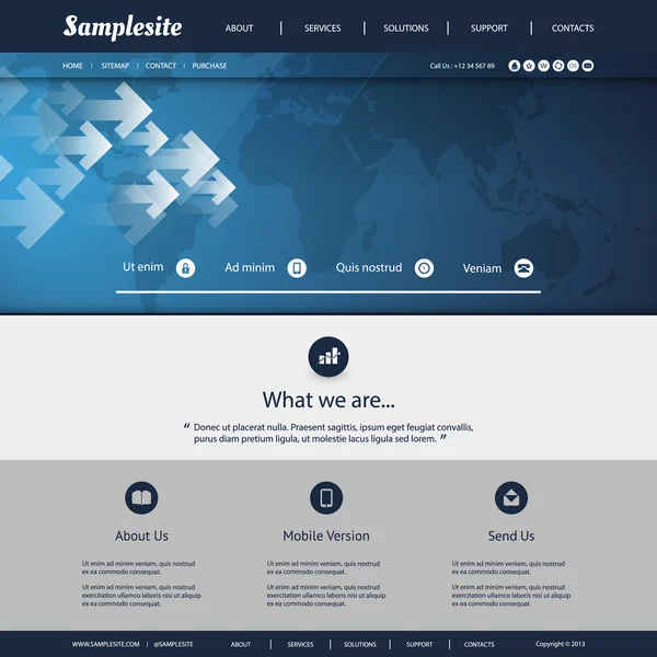 Plantilla de sitio web con diseño de fondo de mapa mundial para su negocio — Archivo Imágenes Vectoriales