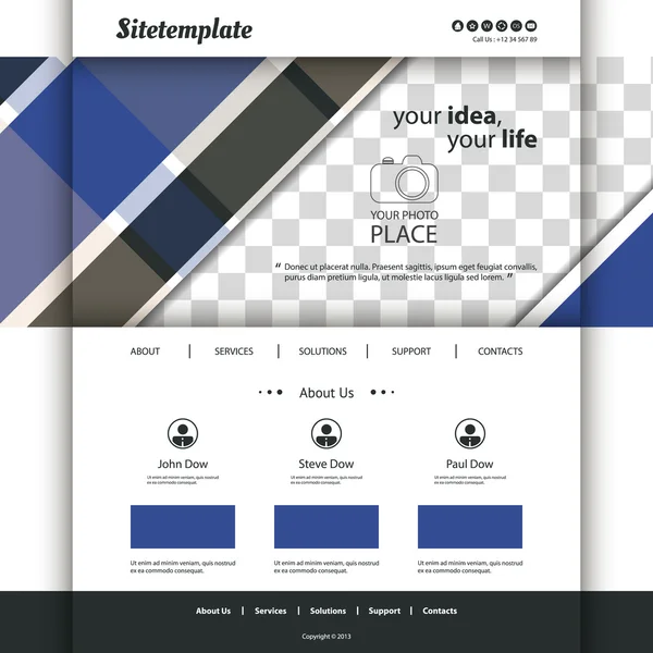 Modèle de site Web avec motif abstrait et endroit pour votre photo — Image vectorielle