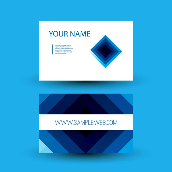 Business Card with Blue Abstract Pattern - Squares — Stock Vector