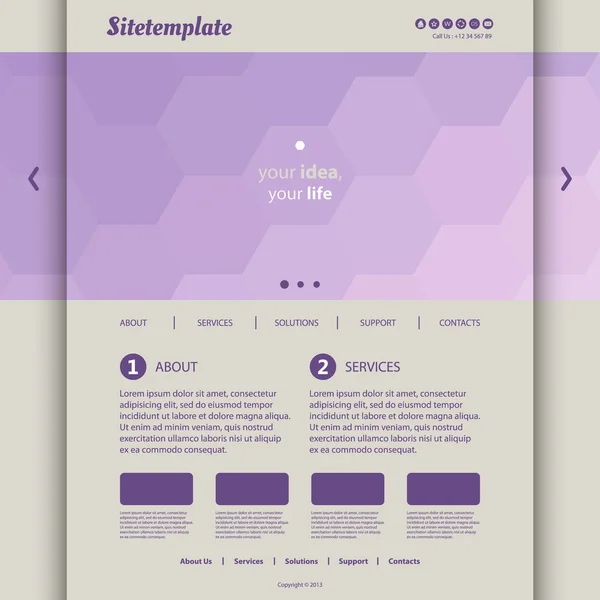Plantilla del sitio web con diseño de encabezado abstracto - Patrón hexagonal — Archivo Imágenes Vectoriales