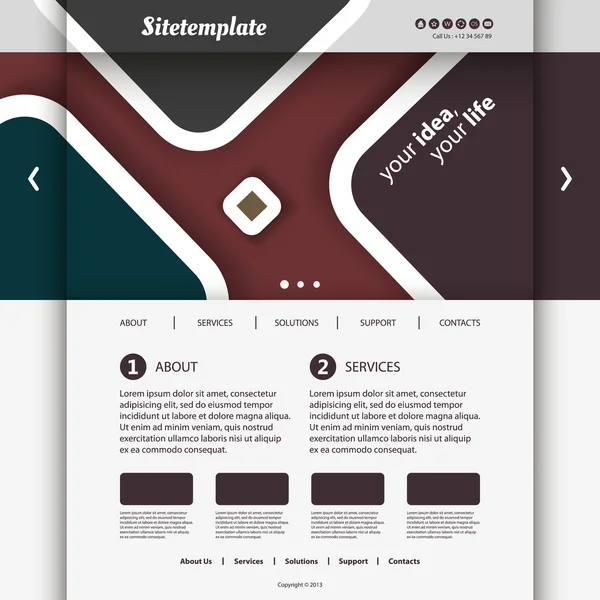 Website sjabloon met abstracte header design - vierkanten patroon — Stockvector