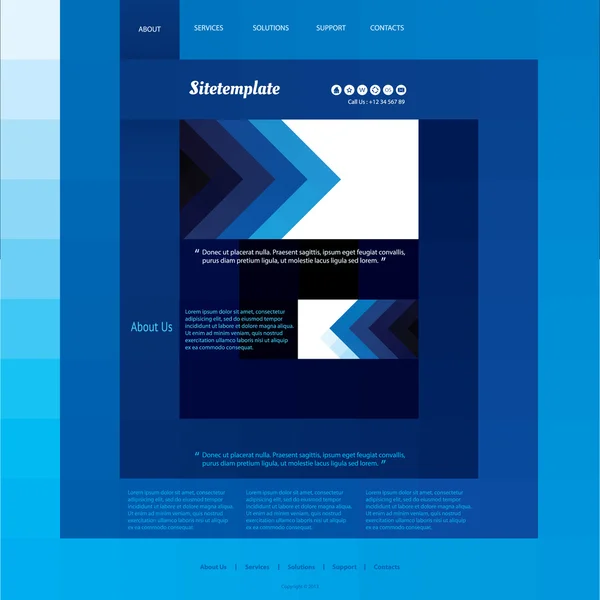 Website Template with Blue Abstract Design — Stock Vector