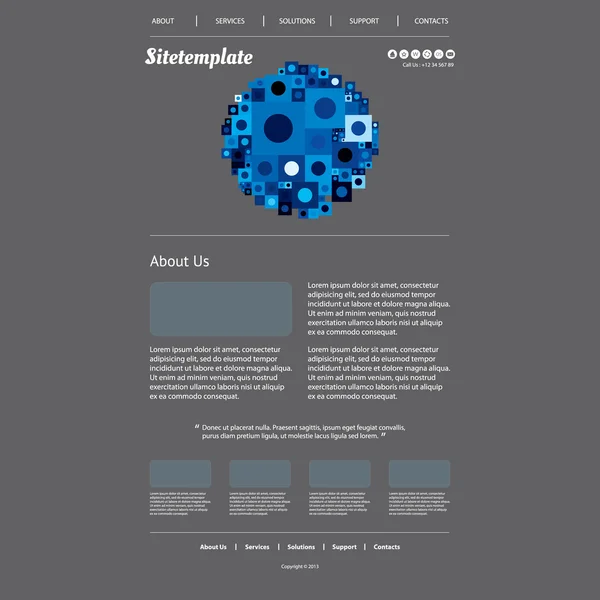 Modèle de site Web avec Blue Abstract Header Design — Image vectorielle