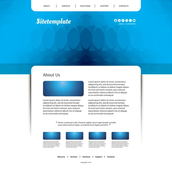 Website-Vorlage mit abstraktem Header-Design — Stockvektor