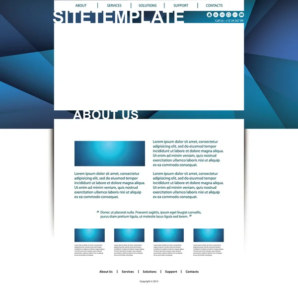 Website-Vorlage mit abstraktem Header-Design — Stockvektor