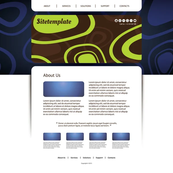 Website-Vorlage mit abstraktem Header-Design - ovales Muster — Stockvektor