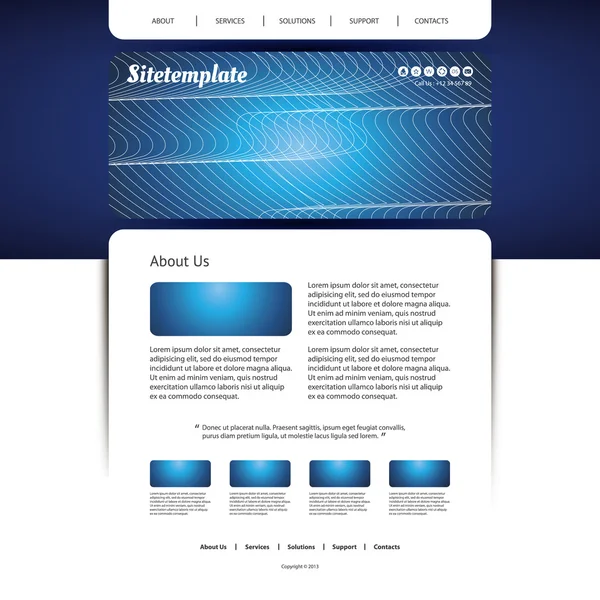 Website-Vorlage mit abstraktem Header-Design - Wellen und Linien — Stockvektor