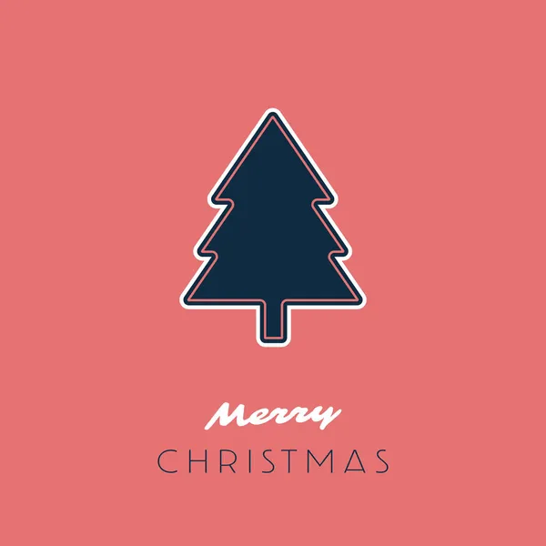 Colorful Retro Style Merry Christmas Card Template Design Christmas Tree — Stock Vector