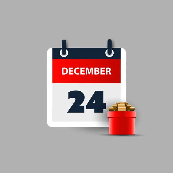 Calendario Page Design Giorno Dicembre Vigilia Natale Illustrazione Vettoriale — Vettoriale Stock