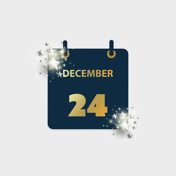 Diseño Página Calendario Dorado Para Día Diciembre Nochebuena Ilustración Vectorial — Vector de stock