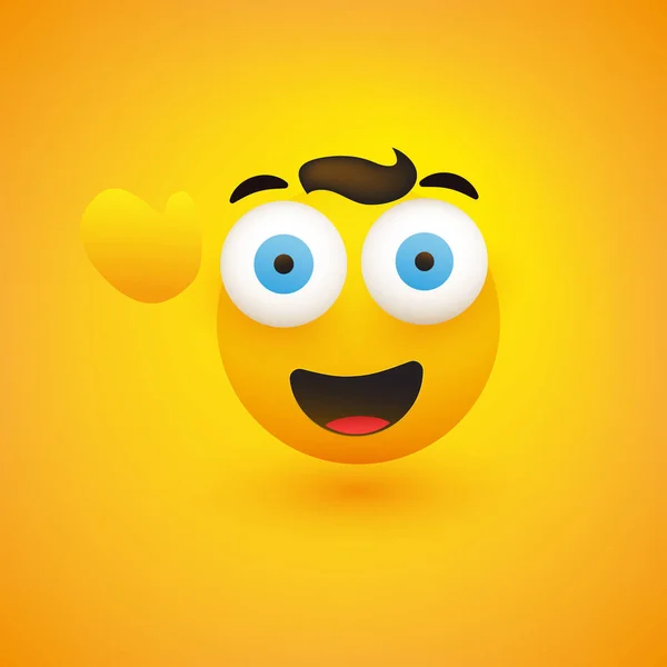 Emoji Souriant Simple Happy Waving Emoticon Avec Pop Out Yeux — Image vectorielle