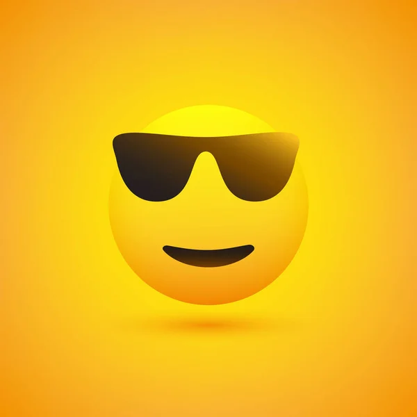 Emoji Sonriente Con Gafas Sol Sobre Fondo Amarillo Diseño Vectorial — Archivo Imágenes Vectoriales