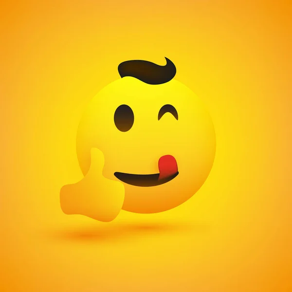 Positivo Alegre Sonriente Boca Satisfecho Lamer Divertido Joven Hombre Emoji — Archivo Imágenes Vectoriales