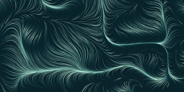 可编辑矢量格式的现代风格几何背景设计 金属绿色Lit 3D流动曲线线条模式 黑暗线条艺术 — 图库矢量图片