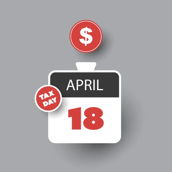 Tax Day Reminder Concept Calendar Design Template Usa Tax Deadline — Archivo Imágenes Vectoriales