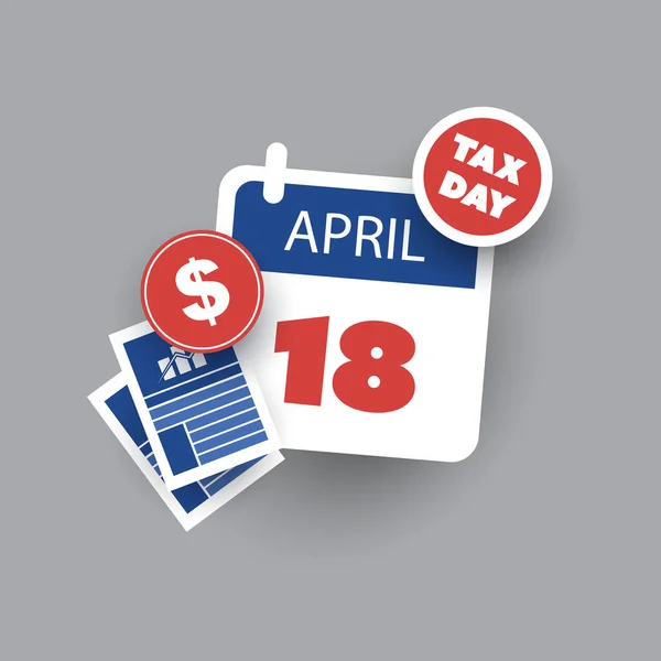 Tax Day Reminder Concept Calendar Design Template Usa Tax Deadline — Archivo Imágenes Vectoriales