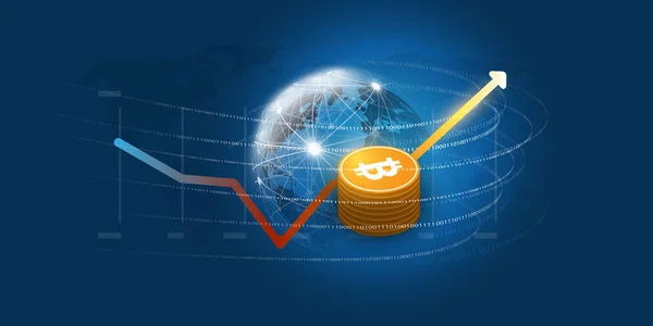 Éxito Inversión Moneda Criptográfica Concepto Tasa Moneda Bits Con Diagrama — Vector de stock