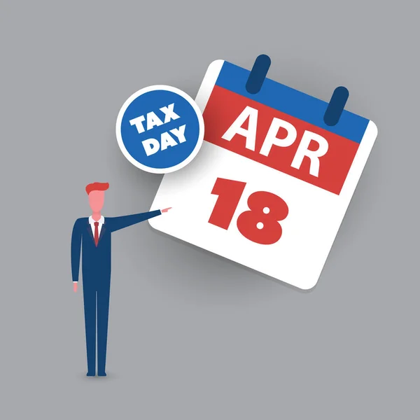 Tax Day Reminder Concept Calendar Design Template Usa Tax Deadline — Image vectorielle